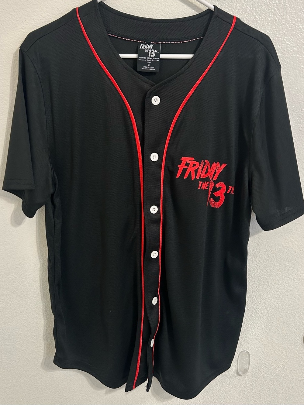 Halloween Jason Voorhees Baseball Jersey Medium Black Friday The 13th Print